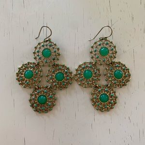 Stella & Dot Gold and Green Earrings